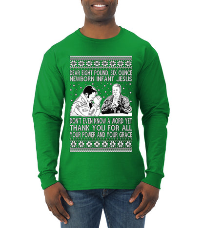 8 Pound 6 Ounce Baby Jesus Shake and Bake, Birthday Jesus,Christmas Gifts, Funny Xmas Gift Idea, Ugly Christmas Sweater Mens Long Sleeve Shirt
