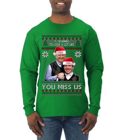 Trump Carlson 24 Beginning To Look Like You Miss Us, Christmas Gifts, Funny Xmas Gift Idea, Ugly Christmas Sweater Mens Long Sleeve Shirt