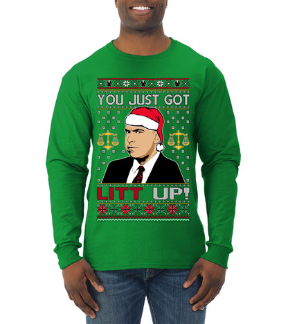Just Got Litt Up Louis, TV Series, Christmas Gifts, Funny Xmas Gift Idea, Ugly Christmas Sweater Mens Long Sleeve Shirt