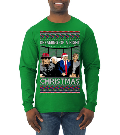 Dreaming Of A Right Christmas, Trump 2024 ,  , Christmas Gifts, Funny Xmas Gift Idea, Ugly Christmas Sweater Mens Long Sleeve Shirt