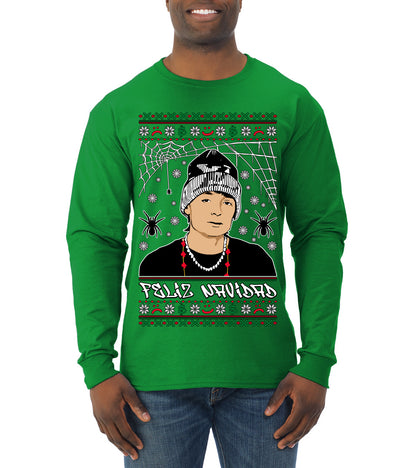 Peso Feliz Navidad Pluma, Feliz Navidad,  Christmas Gifts, Funny Xmas Gift Idea, Ugly Christmas Sweater Mens Long Sleeve Shirt