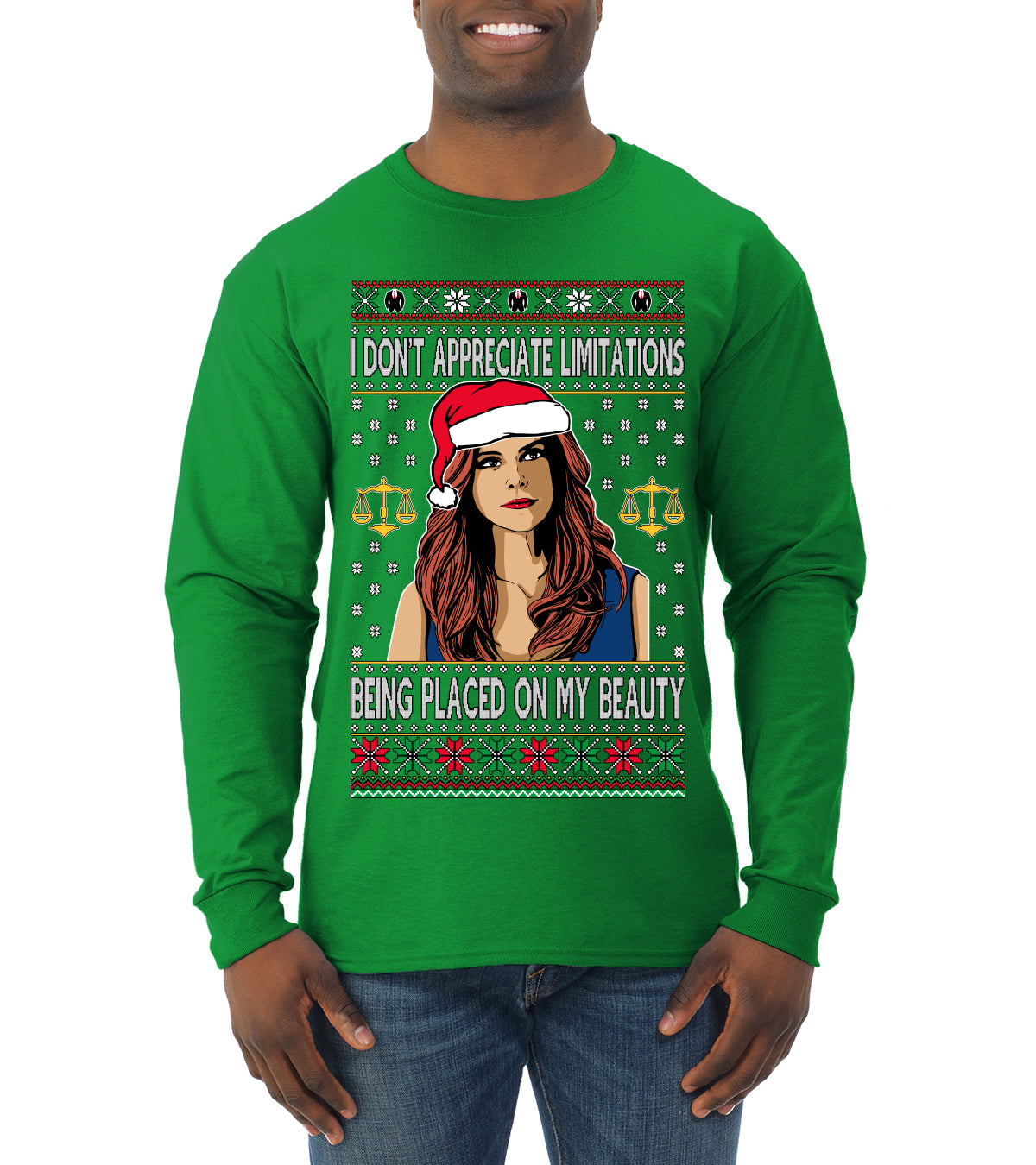Donna TV Show Parody Don't Appreciate Limitations Being Placed, Christmas Gifts, Funny Xmas Gift Idea, Ugly Christmas Sweater Mens Long Sleeve Shirt