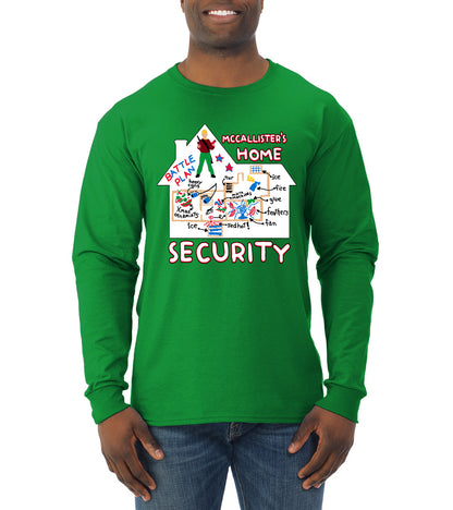 Battle Plans Alone McCallister's Home Security , Christmas Gifts, Funny Xmas Gift Idea, Ugly Christmas Sweater Mens Long Sleeve Shirt