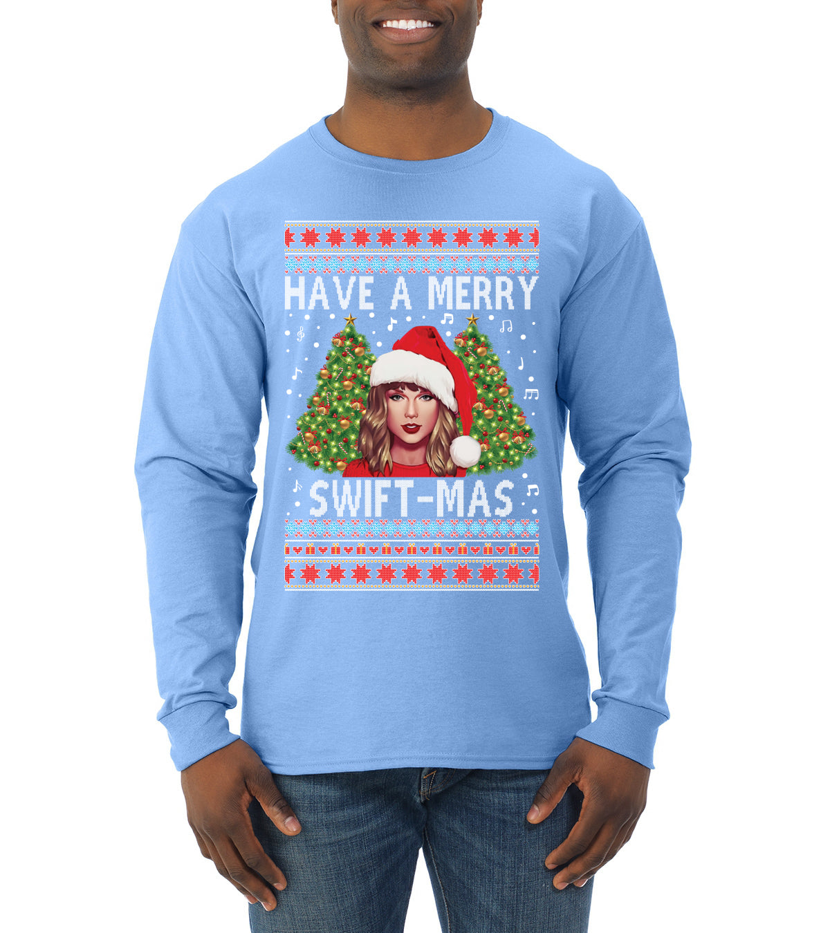 Merry Swiftmas Christmas Sweater, Christmas Gifts, Funny Xmas Gift Idea, Swiftie shirt Ugly Christmas Sweater Mens Long Sleeve Shirt