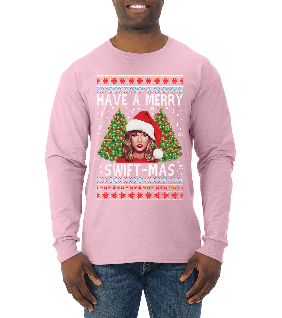 Merry Swiftmas Christmas Sweater, Christmas Gifts, Funny Xmas Gift Idea, Swiftie shirt Ugly Christmas Sweater Mens Long Sleeve Shirt
