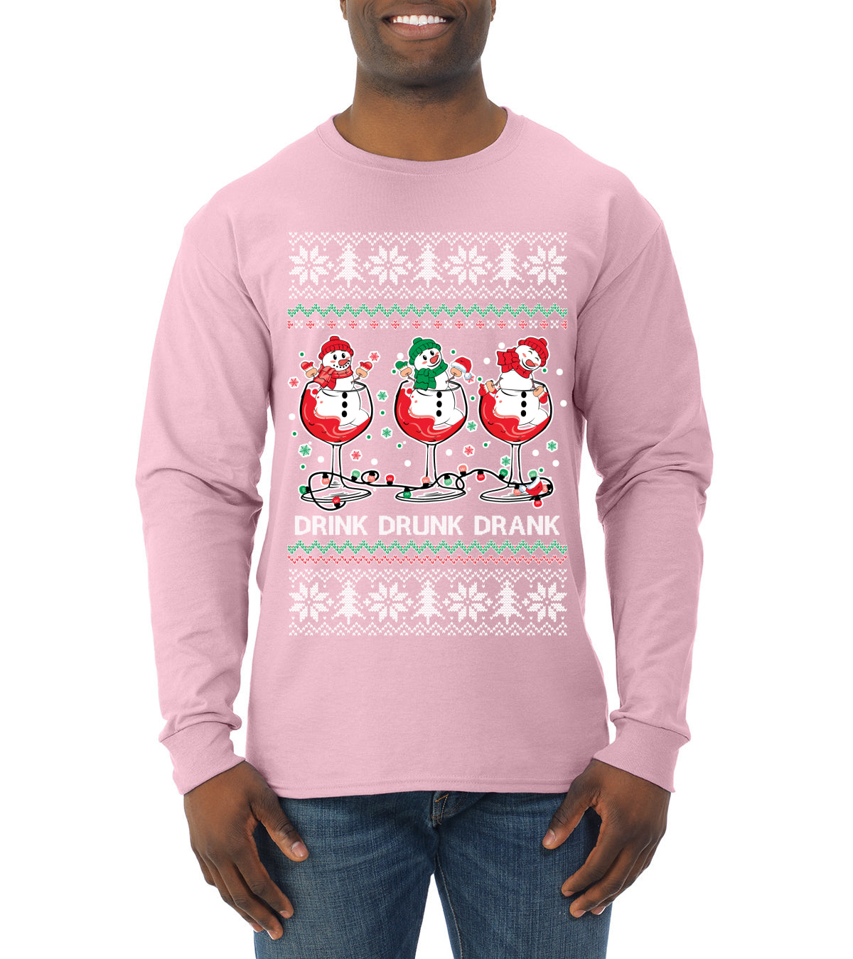 Holiday Spirits Drink Drank Drunk Snowmen, Christmas Gifts, Funny Xmas Gift Idea, Ugly Christmas  Mens Long Sleeve Shirt