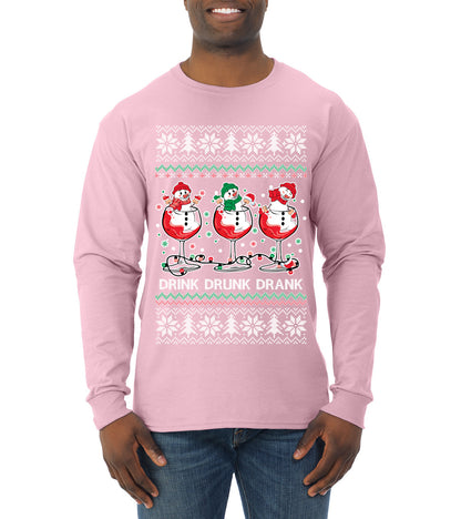 Holiday Spirits Drink Drank Drunk Snowmen, Christmas Gifts, Funny Xmas Gift Idea, Ugly Christmas  Mens Long Sleeve Shirt