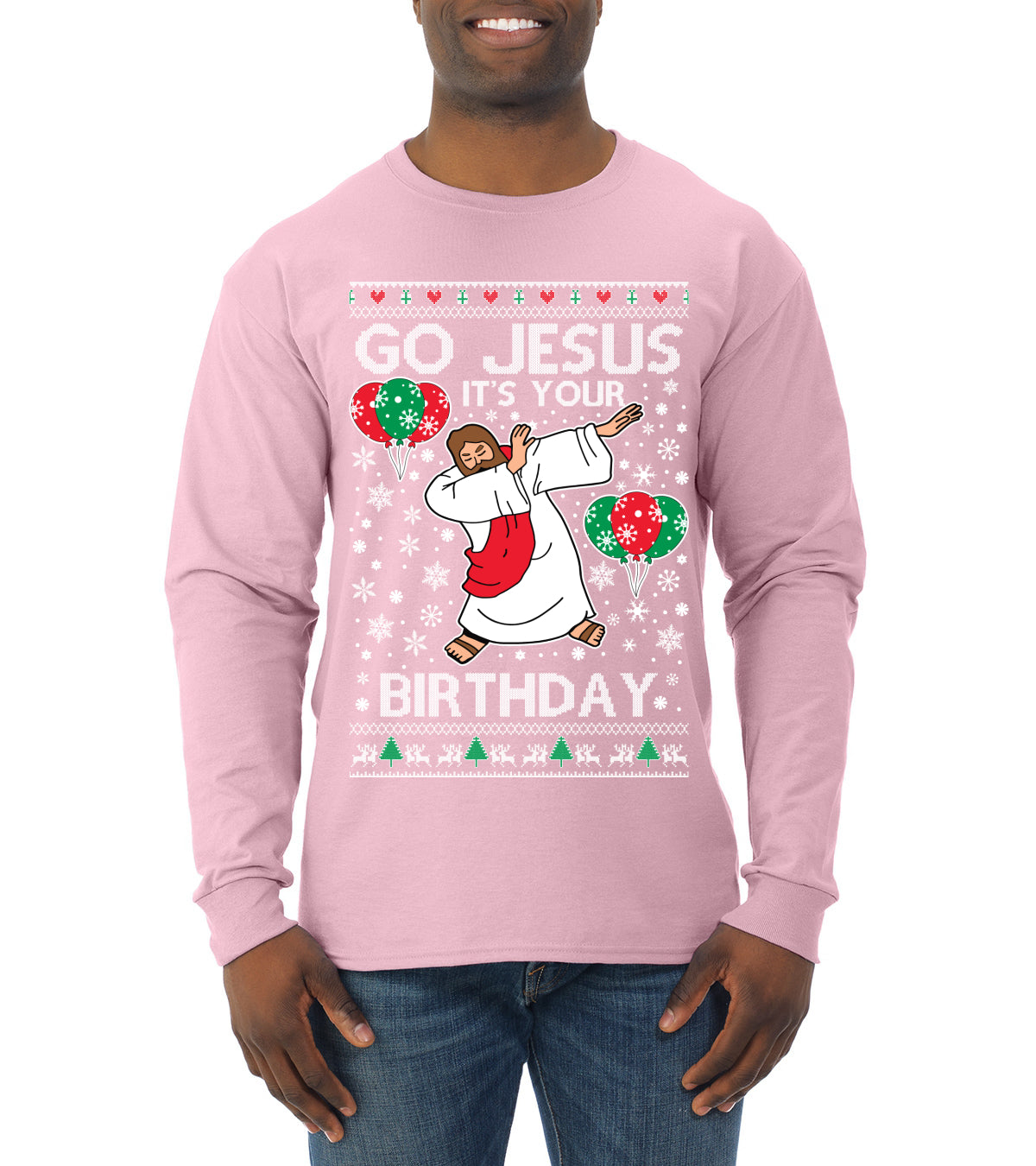 Go Jesus It's Your Birthday, Jesus Birthday, Christmas Gifts, Funny Xmas Gift Idea, Ugly Christmas  Mens Long Sleeve Shirt
