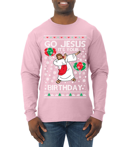 Go Jesus It's Your Birthday, Jesus Birthday, Christmas Gifts, Funny Xmas Gift Idea, Ugly Christmas  Mens Long Sleeve Shirt