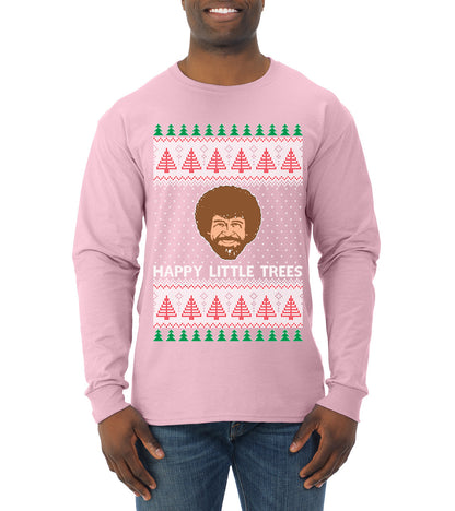 Bob Happy Little Trees Ross Painter, Christmas Gifts, Funny Xmas Gift Idea, Ugly Christmas  Mens Long Sleeve Shirt