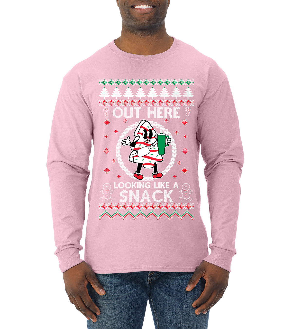 Out Here Looking Like A Snack Cookie, Funny Christmas, Christmas Gifts, Funny Xmas Gift Idea, Ugly Christmas  Mens Long Sleeve Shirt