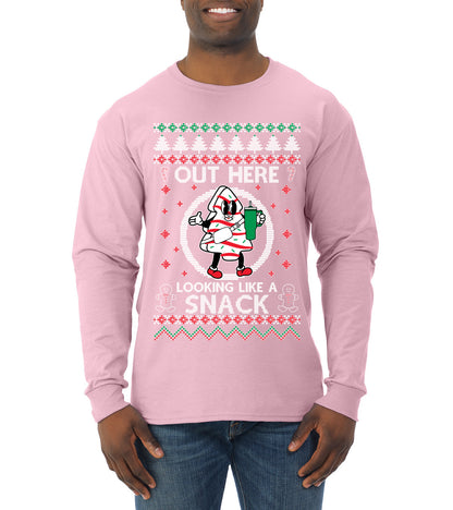 Out Here Looking Like A Snack Cookie, Funny Christmas, Christmas Gifts, Funny Xmas Gift Idea, Ugly Christmas  Mens Long Sleeve Shirt