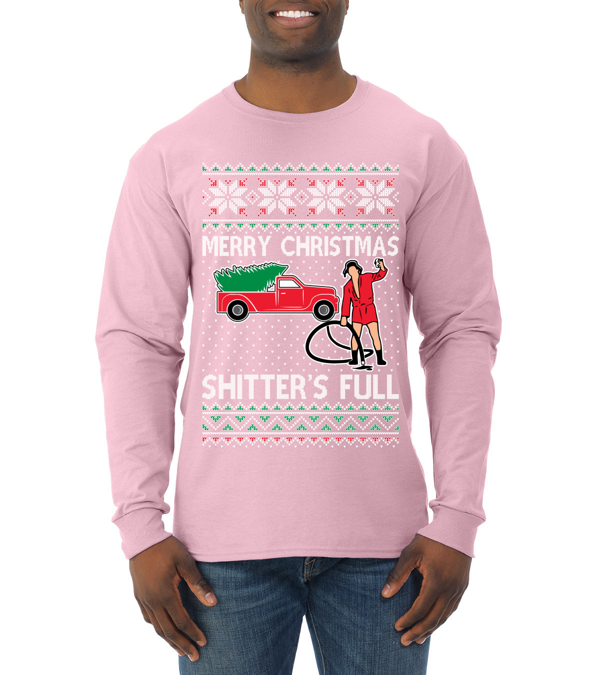Cousin Eddie Merry Christmas Shitter's Full, Funny Christmas, Christmas Gifts, Funny Xmas Gift Idea, Ugly Christmas  Mens Long Sleeve Shirt