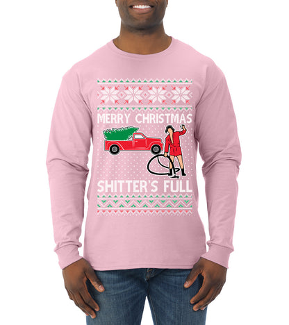Cousin Eddie Merry Christmas Shitter's Full, Funny Christmas, Christmas Gifts, Funny Xmas Gift Idea, Ugly Christmas  Mens Long Sleeve Shirt
