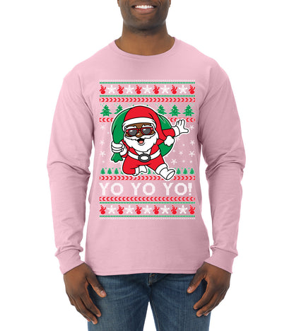 Yo Yo Yo Black Santa, Christmas Gifts, Funny Xmas Gift Idea, Ugly Christmas  Mens Long Sleeve Shirt