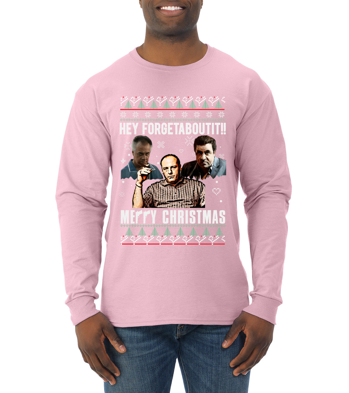 Hey Forgetabout Mery Christmas, Christmas Gifts, Funny Xmas Gift Idea, Ugly Christmas Sweater Mens Long Sleeve Shirt