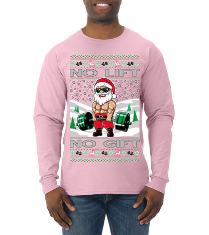 Merry Liftmas No Lift No Gift, Christmas Gifts, Funny Xmas Gift Idea, Ugly Christmas Sweater Mens Long Sleeve Shirt