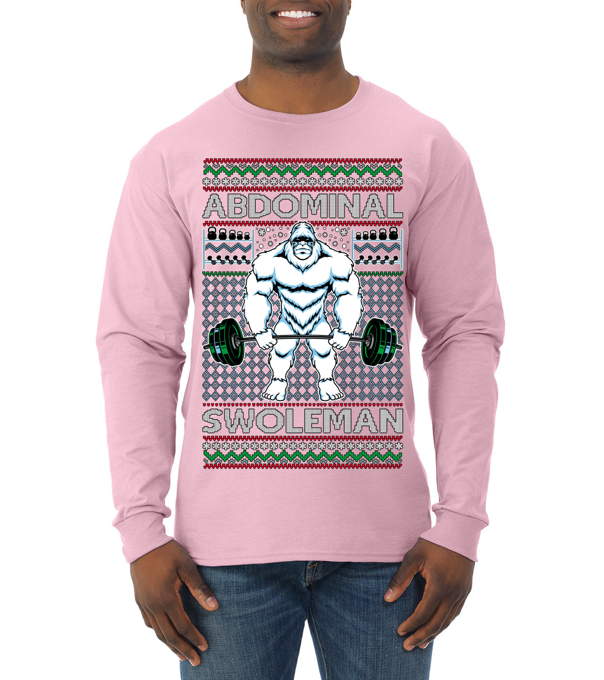Merry Liftmas Abdominal Swoleman, Christmas Gifts, Funny Xmas Gift Idea, Ugly Christmas Sweater Mens Long Sleeve Shirt