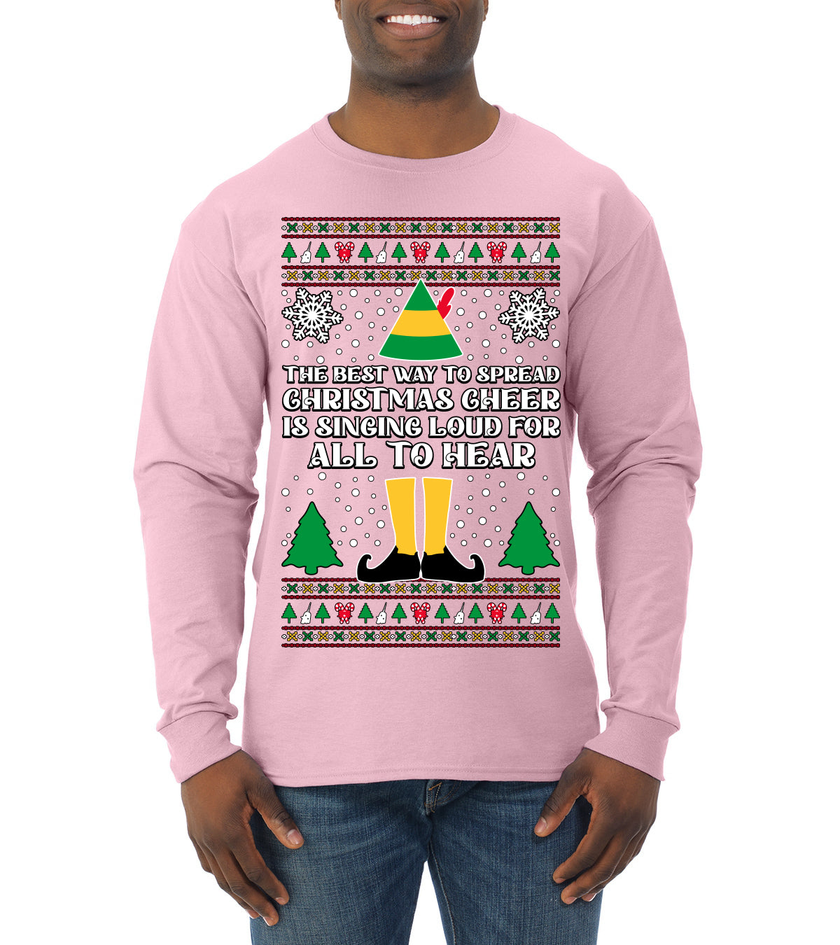 Spread Christmas Cheer Sing Loud For All To Hear, Christmas Gifts, Funny Xmas Gift Idea, Ugly Christmas Sweater Mens Long Sleeve Shirt