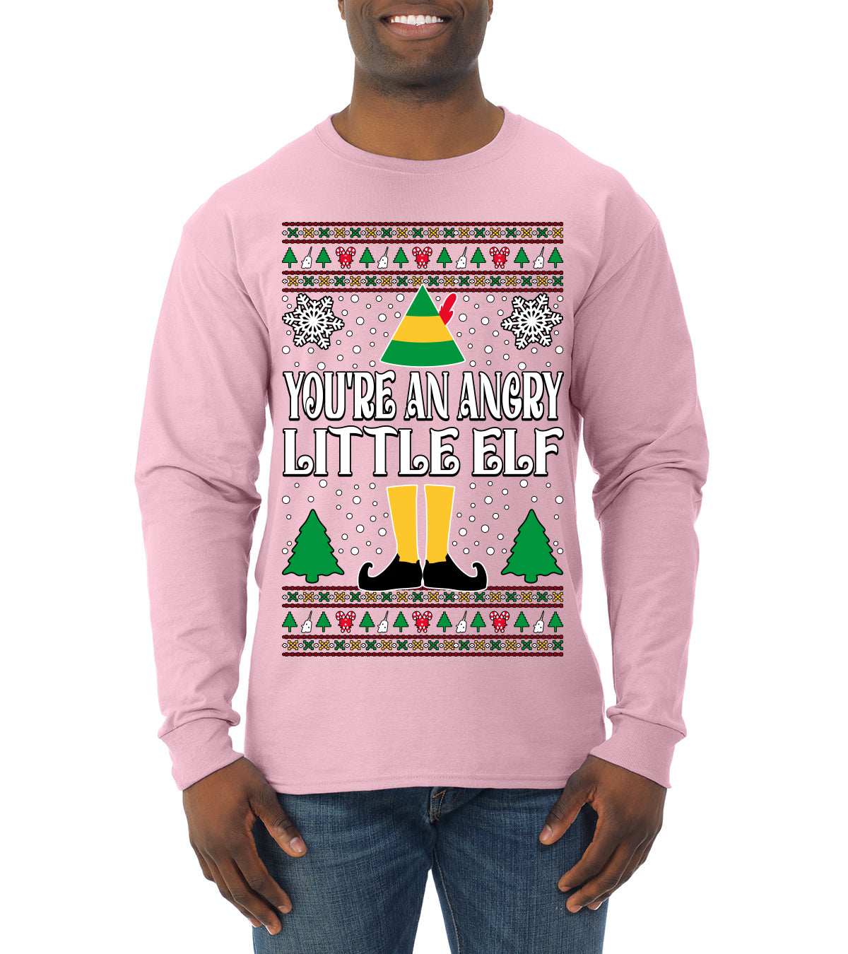 You're An Angry Little Elf Christmas Movie Quote, Christmas Gifts, Funny Xmas Gift Idea, Ugly Christmas Sweater Mens Long Sleeve Shirt