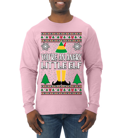 You're An Angry Little Elf Christmas Movie Quote, Christmas Gifts, Funny Xmas Gift Idea, Ugly Christmas Sweater Mens Long Sleeve Shirt