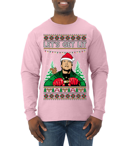 Let's Get Lit Clark Vacation Movie Parody Ugly Christmas Sweater, Christmas Gifts, Funny Xmas Gift Idea, Mens Long Sleeve Shirt