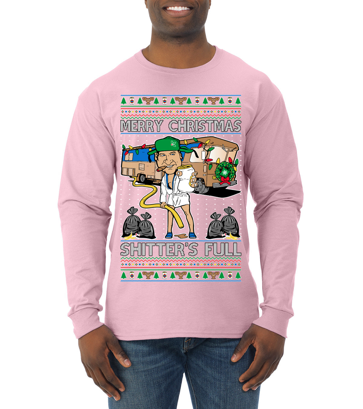 Merry Christmas Shitter's Full Ugly Christmas Sweater, Christmas Gifts, Funny Xmas Gift Idea, Mens Long Sleeve Shirt