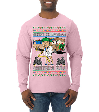 Merry Christmas Shitter's Full Ugly Christmas Sweater, Christmas Gifts, Funny Xmas Gift Idea, Mens Long Sleeve Shirt