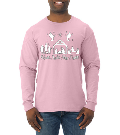 Silent Night Holy Night Religious Jesus Ugly Christmas Sweater, Christmas Gifts, Funny Xmas Gift Idea, Mens Long Sleeve Shirt