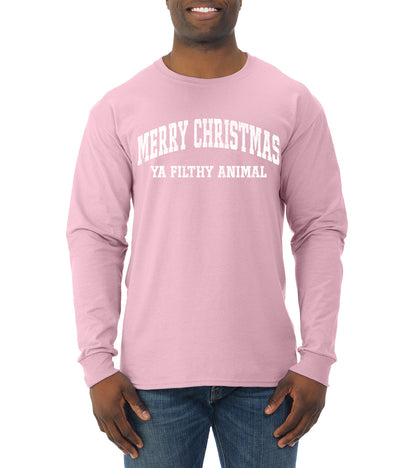 Vintage Movie Quote Merry Christmas Filthy Animal, Christmas Gifts, Funny Xmas Gift Idea, Ugly Christmas Sweater Mens Long Sleeve Shirt