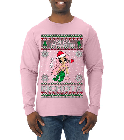 Christmas Karol Santa's Favorite Bichota, Christmas Gifts, Funny Xmas Gift Idea, Ugly Christmas Sweater Mens Long Sleeve Shirt