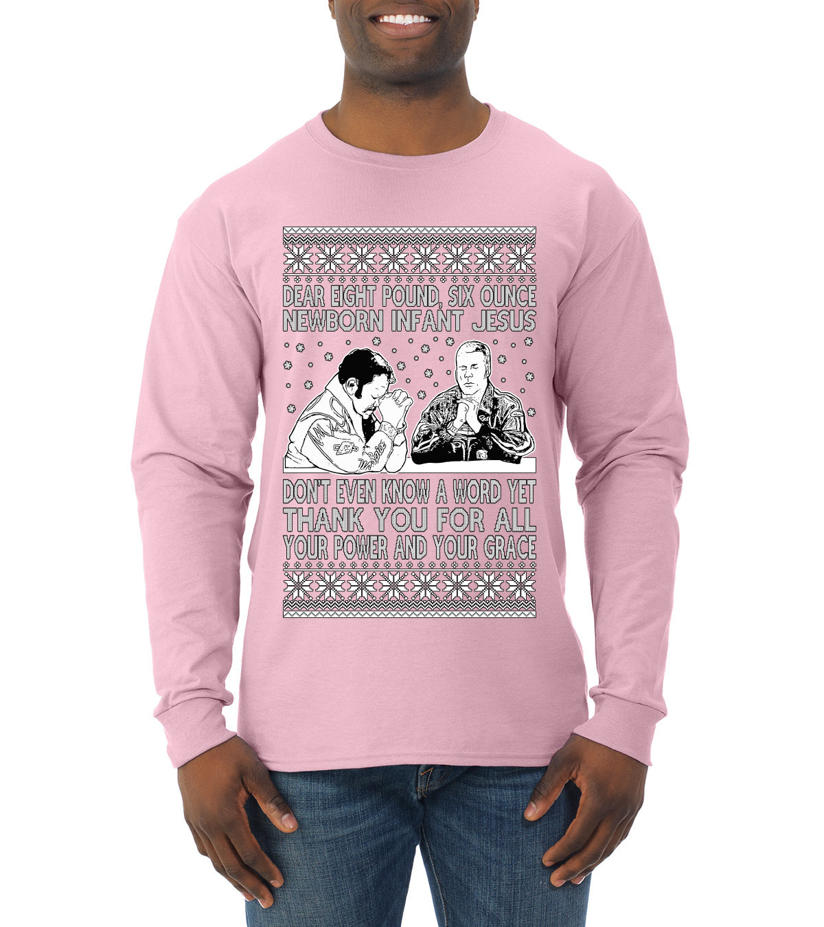 8 Pound 6 Ounce Baby Jesus Shake and Bake, Birthday Jesus,Christmas Gifts, Funny Xmas Gift Idea, Ugly Christmas Sweater Mens Long Sleeve Shirt