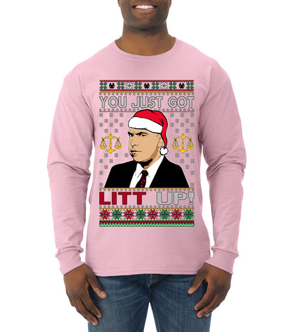 Just Got Litt Up Louis, TV Series, Christmas Gifts, Funny Xmas Gift Idea, Ugly Christmas Sweater Mens Long Sleeve Shirt
