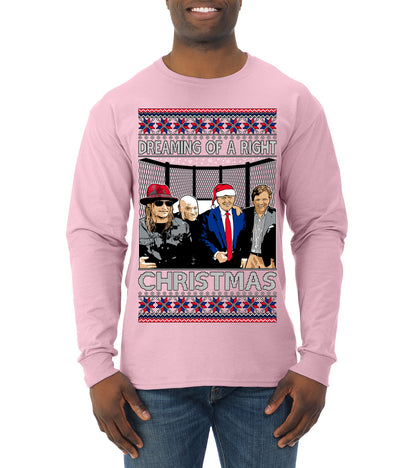 Dreaming Of A Right Christmas, Trump 2024 ,  , Christmas Gifts, Funny Xmas Gift Idea, Ugly Christmas Sweater Mens Long Sleeve Shirt