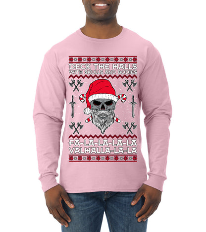 Valhalla Deck The Halls With Skulls & Bodies Movie Xmas Shirt, Christmas Gifts, Funny Xmas Gift Idea, Ugly Christmas Sweater Mens Long Sleeve Shirt