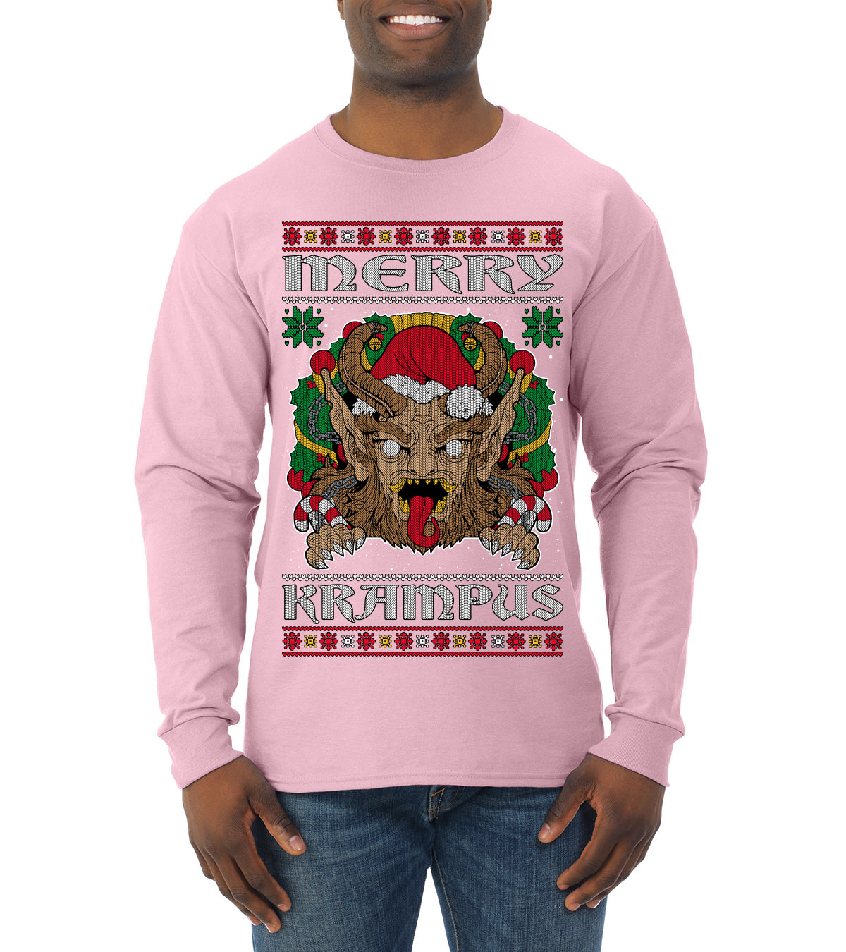 Merry Krampus Scary Xmas Movie, Christmas Gifts, Funny Xmas Gift Idea, Ugly Christmas Sweater Mens Long Sleeve Shirt