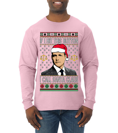 TV Show Parody Harvey Hit This Button I Call Santa Specter, Christmas Gifts, Funny Xmas Gift Idea, Ugly Christmas Sweater Mens Long Sleeve Shirt