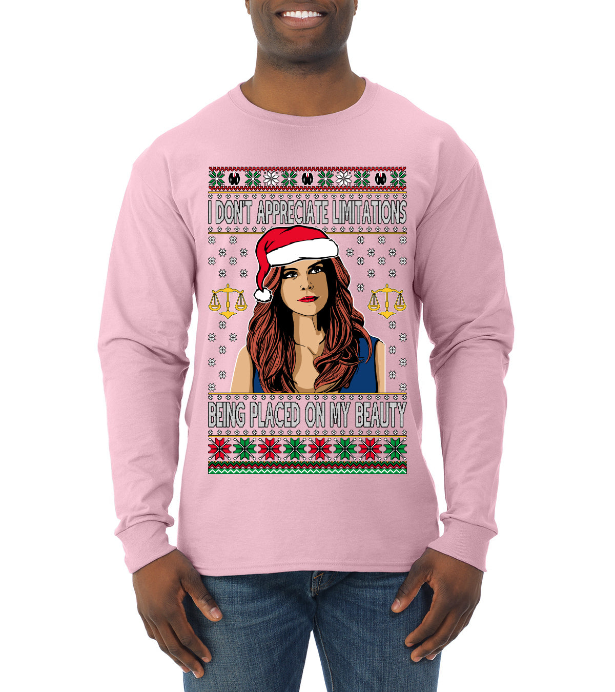 Donna TV Show Parody Don't Appreciate Limitations Being Placed, Christmas Gifts, Funny Xmas Gift Idea, Ugly Christmas Sweater Mens Long Sleeve Shirt