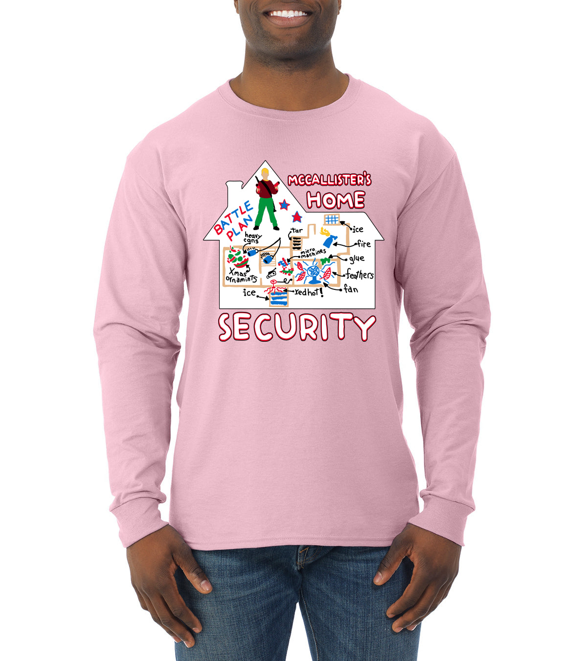Battle Plans Alone McCallister's Home Security , Christmas Gifts, Funny Xmas Gift Idea, Ugly Christmas Sweater Mens Long Sleeve Shirt