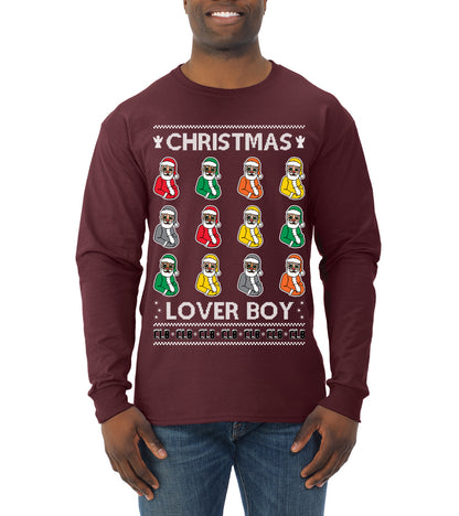 Christmas Lover Boy Funny Santa Rapper, Christmas Gifts, Funny Xmas Gift Idea, Ugly Christmas Sweater Mens Long Sleeve Shirt