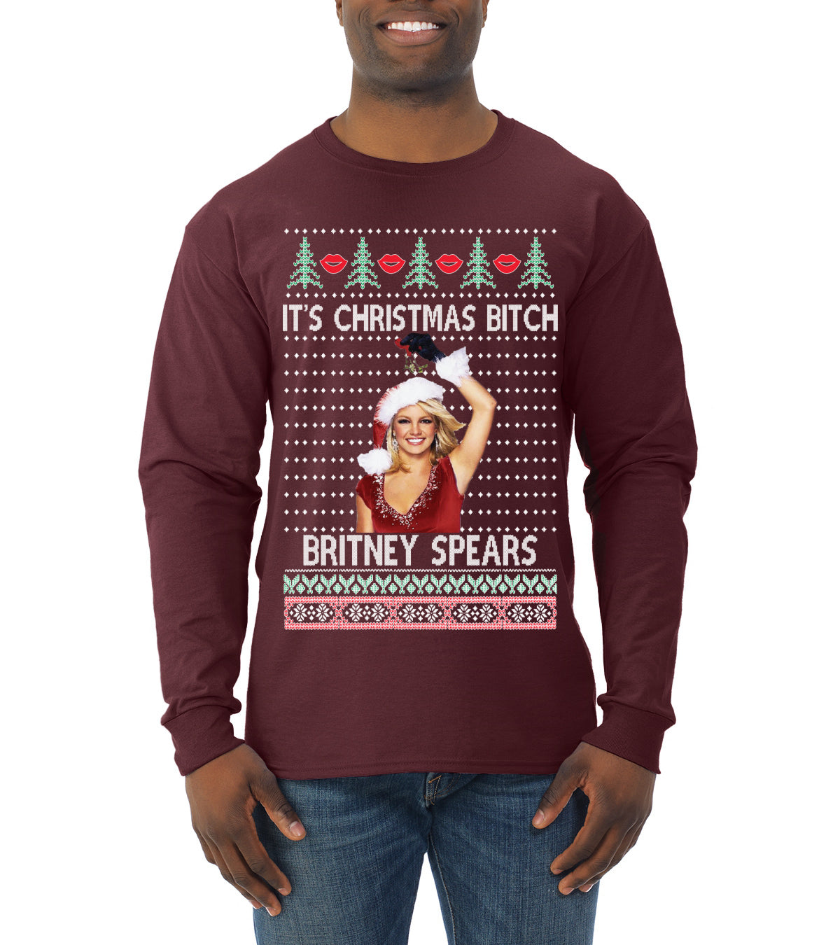 It's Christmas Bitch Britney, Christmas Gifts, Funny Xmas Gift Idea, Ugly Christmas  Mens Long Sleeve Shirt