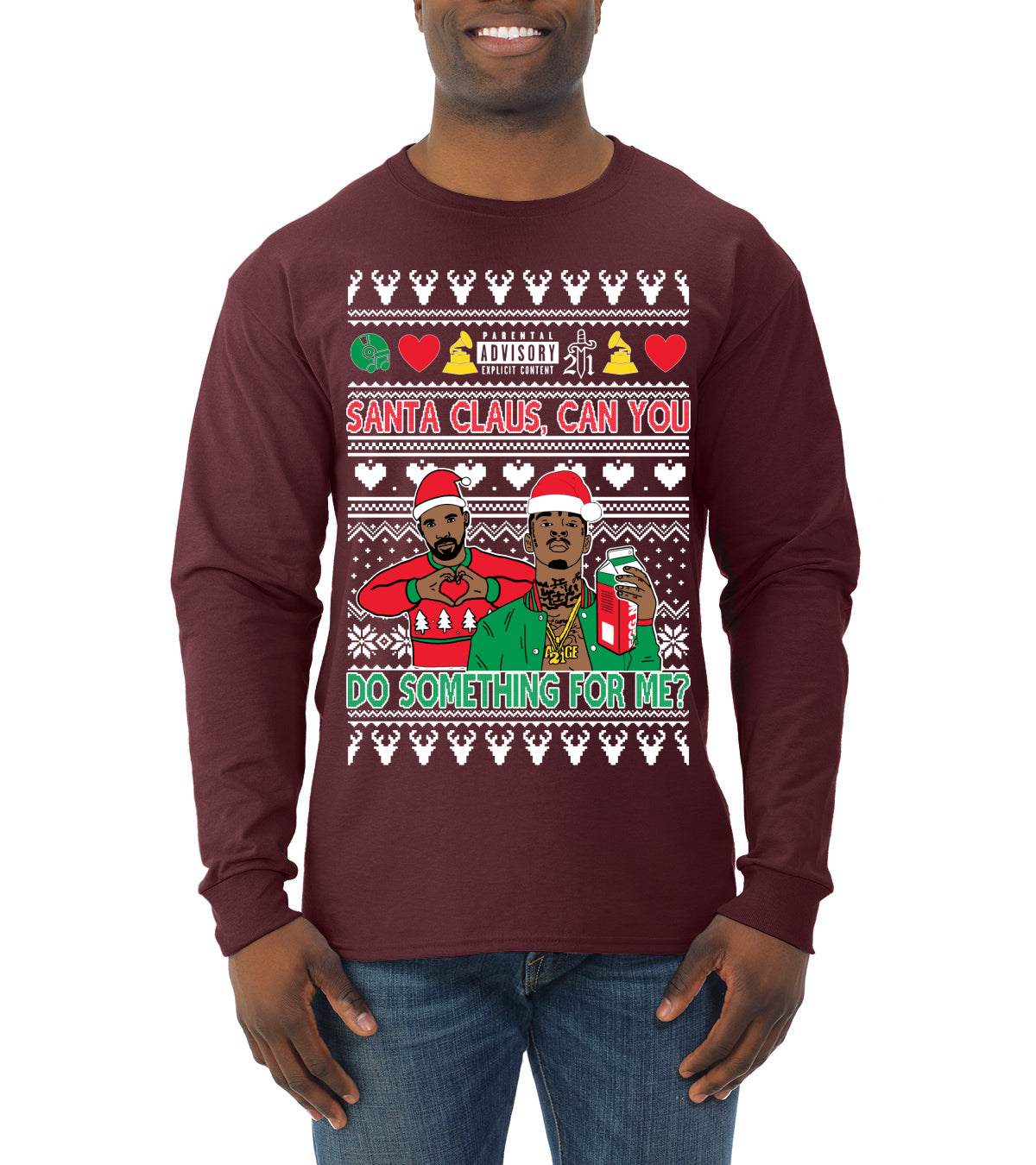 Santa Claus, Can You Do Something For Me? ,Christmas Gifts, Funny Xmas Gift Idea, Ugly Christmas Sweater Mens Long Sleeve Shirt