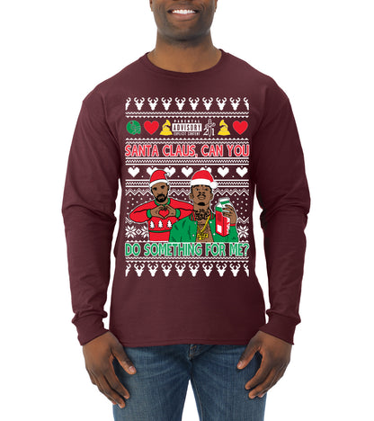 Santa Claus, Can You Do Something For Me? ,Christmas Gifts, Funny Xmas Gift Idea, Ugly Christmas Sweater Mens Long Sleeve Shirt