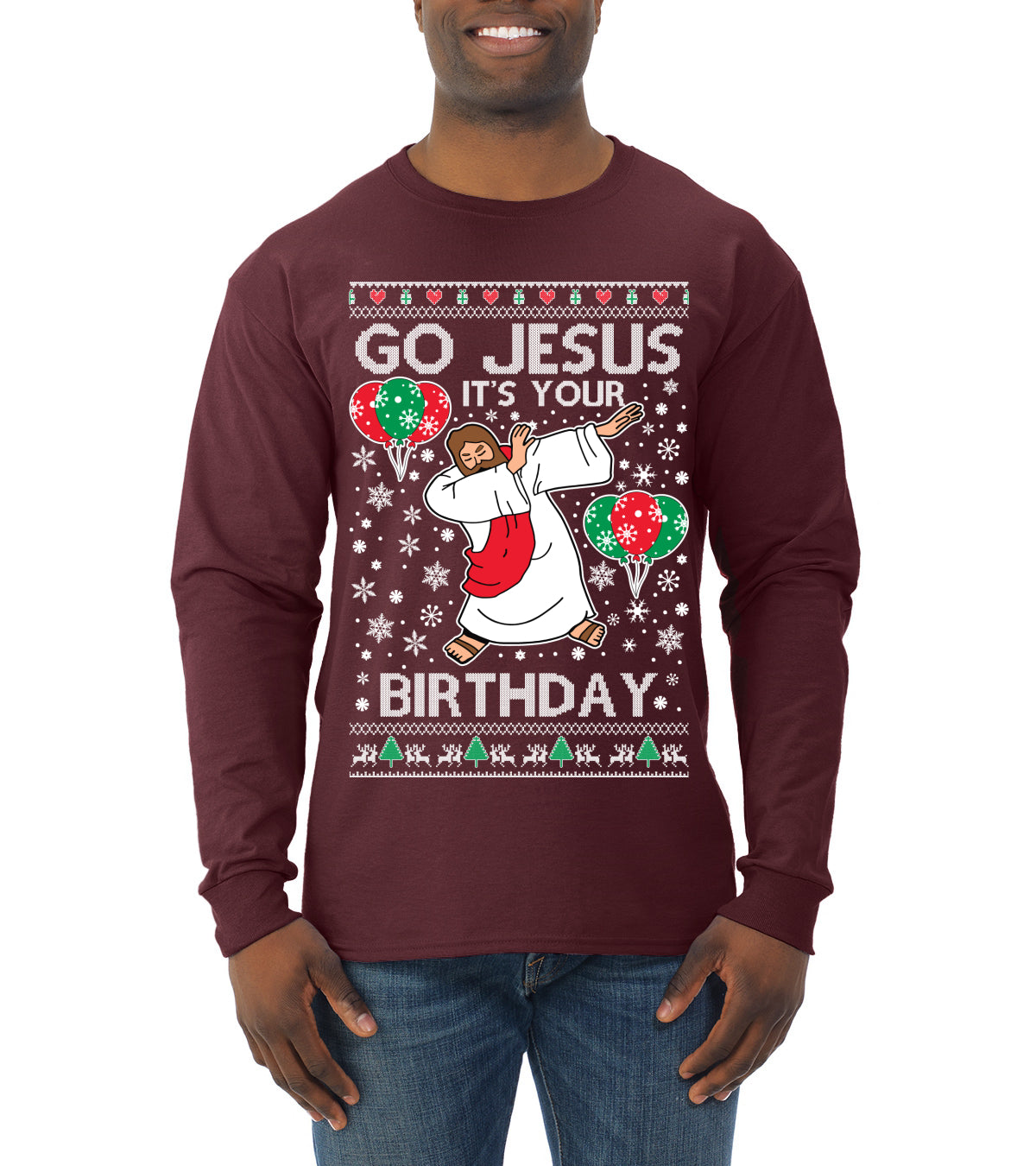 Go Jesus It's Your Birthday, Jesus Birthday, Christmas Gifts, Funny Xmas Gift Idea, Ugly Christmas  Mens Long Sleeve Shirt