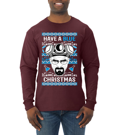 Have a Blue Christmas Walter Breaking TV Christmas, Christmas Gifts, Funny Xmas Gift Idea, Ugly Christmas Sweater Mens Long Sleeve Shirt