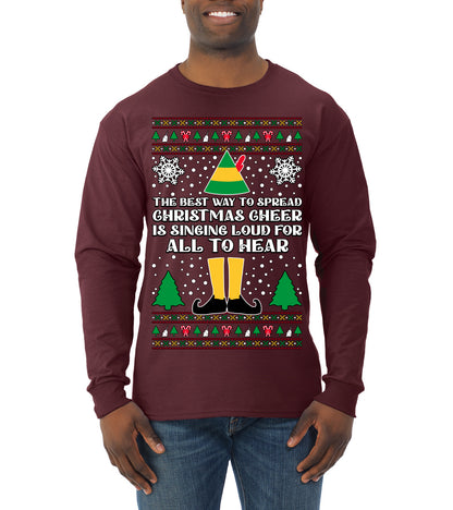 Spread Christmas Cheer Sing Loud For All To Hear, Christmas Gifts, Funny Xmas Gift Idea, Ugly Christmas Sweater Mens Long Sleeve Shirt
