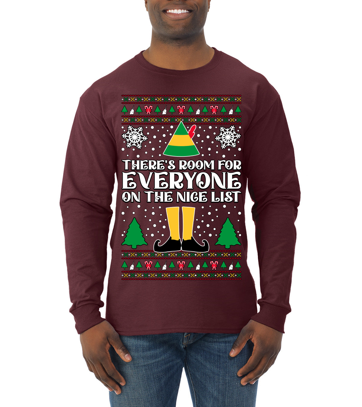 Room For Everyone On The Nice List Christmas Movie Quote, Christmas Gifts, Funny Xmas Gift Idea, Ugly Christmas Sweater Mens Long Sleeve Shirt