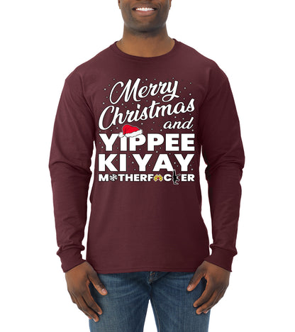 Merry Christmas and Yippee Ki Yay MOFO Ugly Christmas Sweater, Christmas Gifts, Funny Xmas Gift Idea, Mens Long Sleeve Shirt