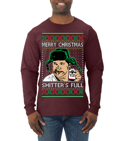 Shitter's Full Cousin Eddie Christmas Family Vacation Ugly Christmas Sweater, Christmas Gifts, Funny Xmas Gift Idea, Mens Long Sleeve Shirt