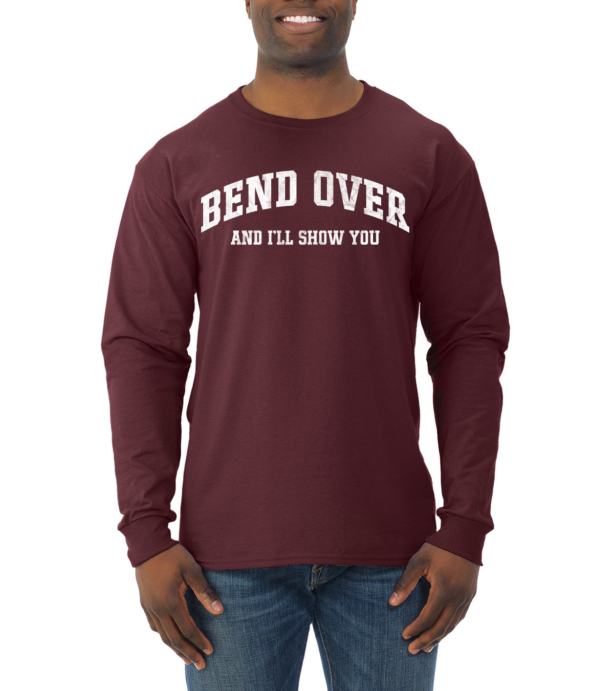 Vintage Movie Quote Bend Over And I'll Show You, Christmas Gifts, Funny Xmas Gift Idea, Ugly Christmas Sweater Mens Long Sleeve Shirt